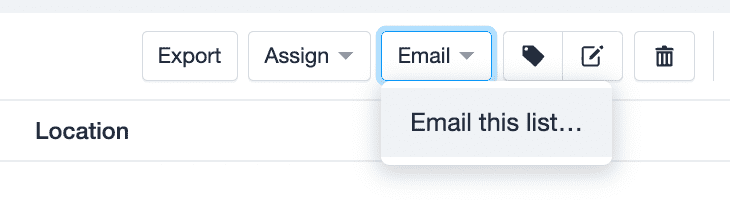 Bouton E-mail avec l’option « Envoyer un e-mail à cette liste »